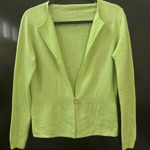 Y2K Colombo Green Cashmere One Button Sweater Cardigan